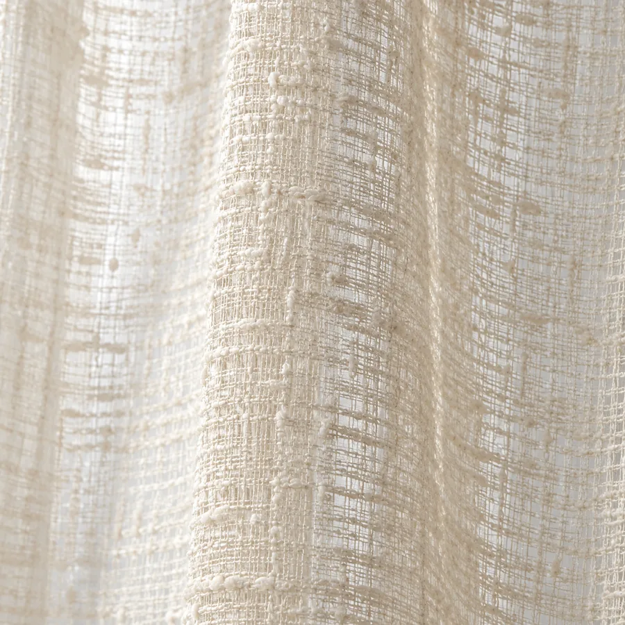 Cream richly textured linen-look sheer