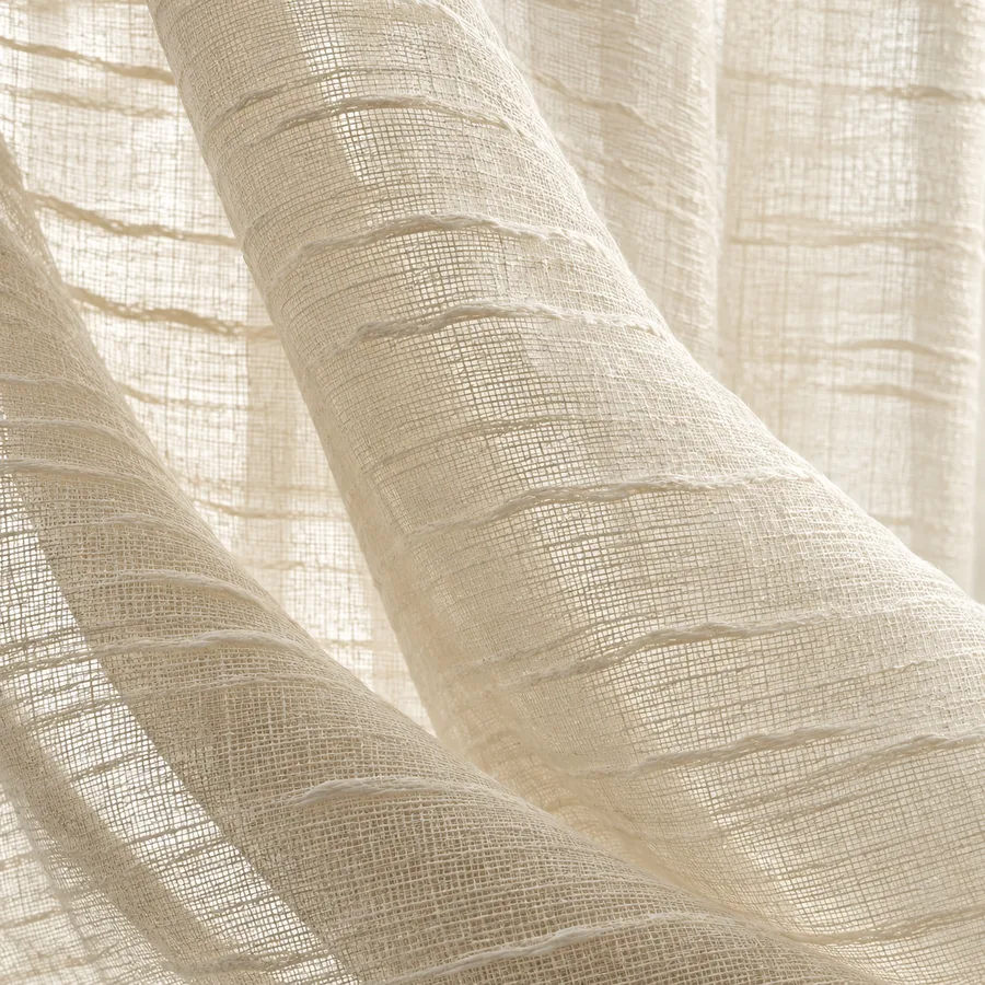 Warm cream ripple-textured linen-look sheer