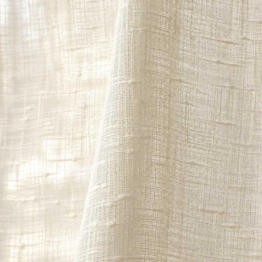 Ivory slub linen-look sheer texture