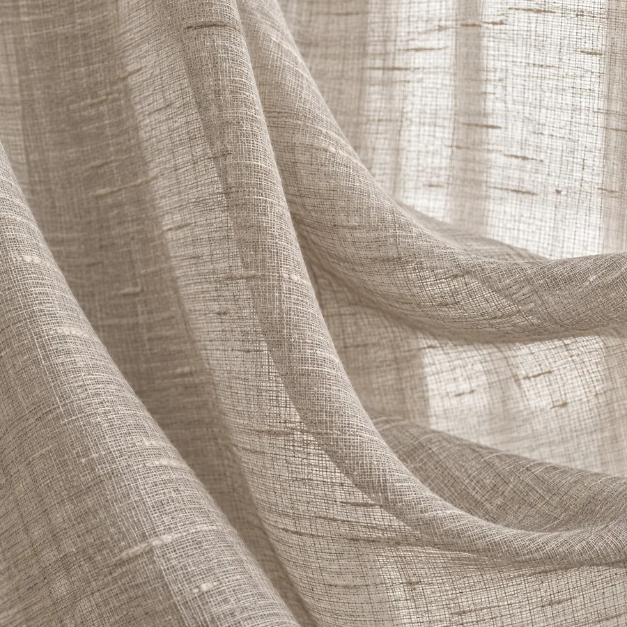 Light taupe slub linen-look sheer