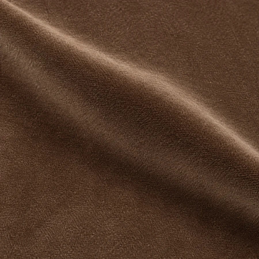 Close-up of warm mocha plain velvet pile
