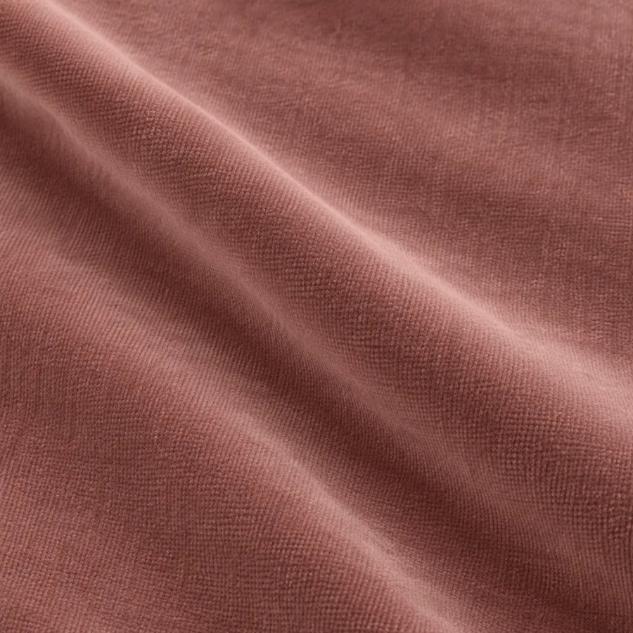 Close-up of dusty rose plain velvet pile