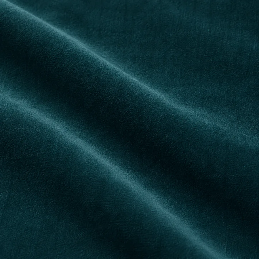 Close-up of deep teal plain velvet pile
