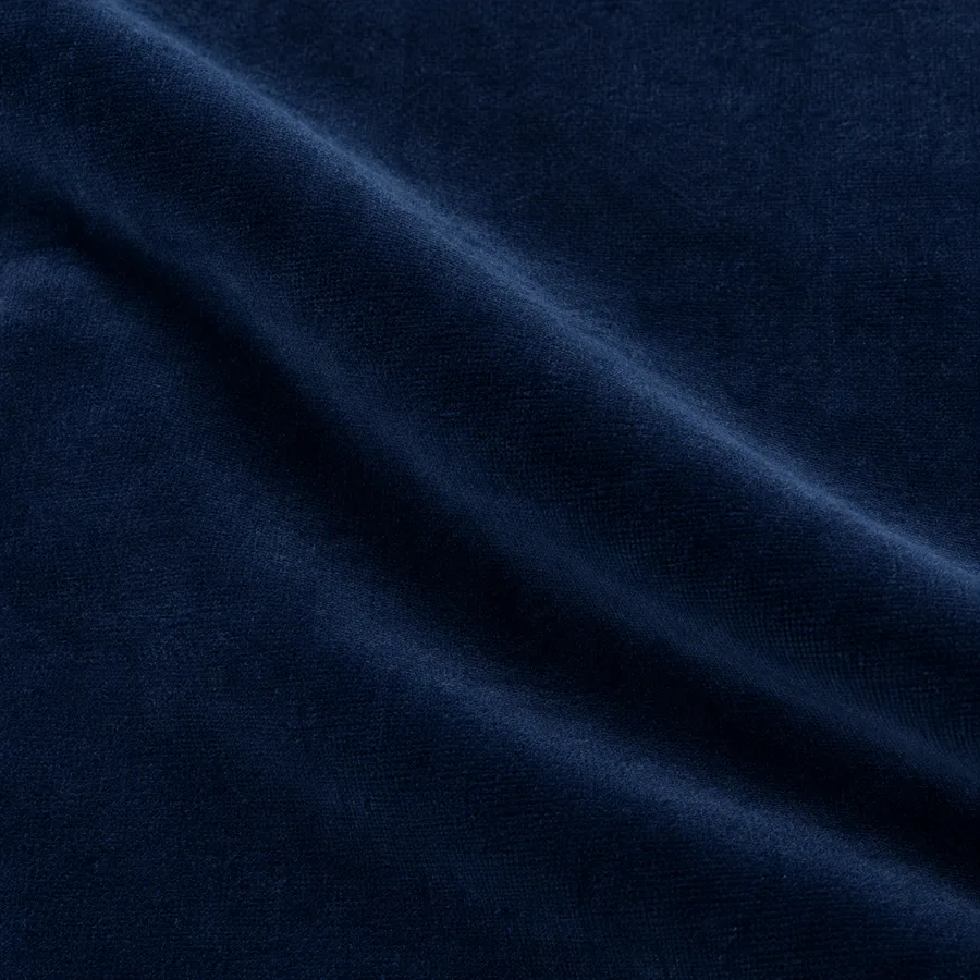 Close-up of classic navy plain velvet pile