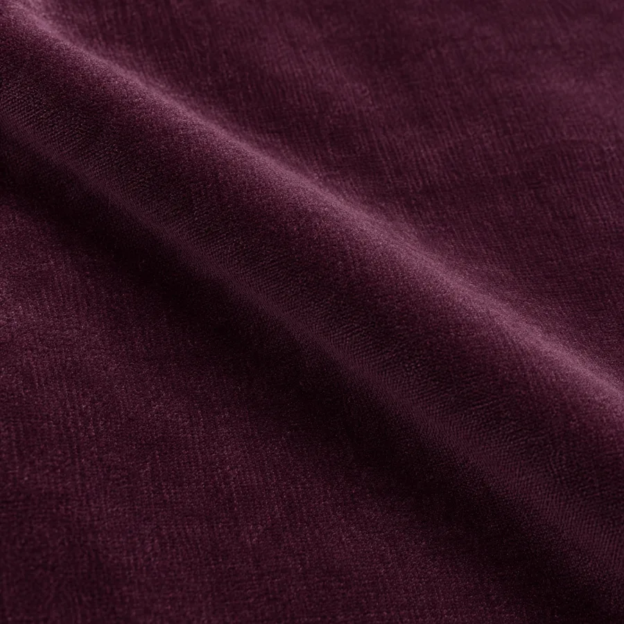 Close-up of deep plum plain velvet pile